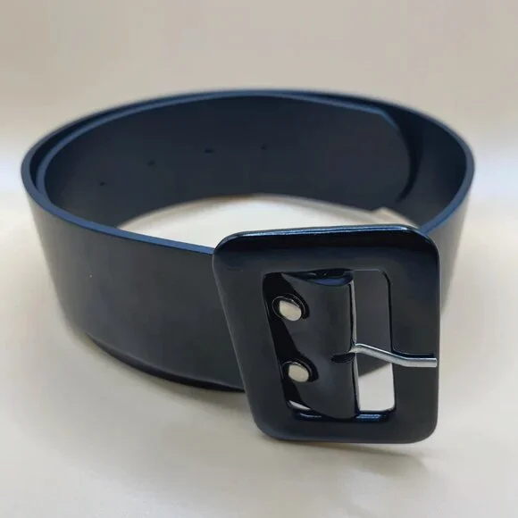 🌟 Tatyana || Wide Black Patent Belt - Picture 1 of 3